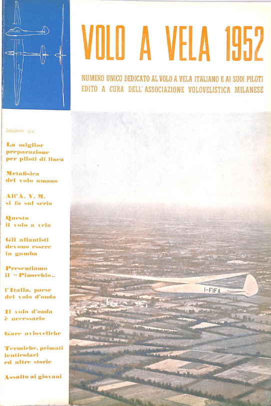Copertina della rivista 'Volo a Vela' numero unico anno 1952