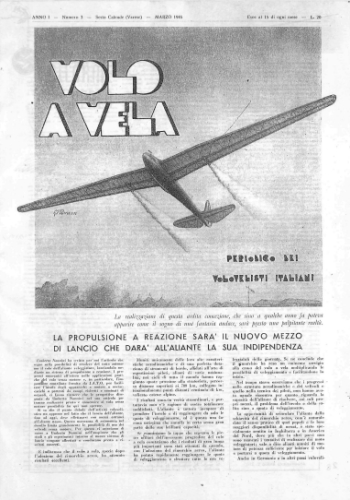 Copertina della rivista 'Volo a Vela' numero 3 anno1946