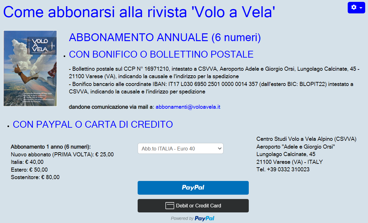 Abbonamenti COME FARE a rivista VOLO A VELA