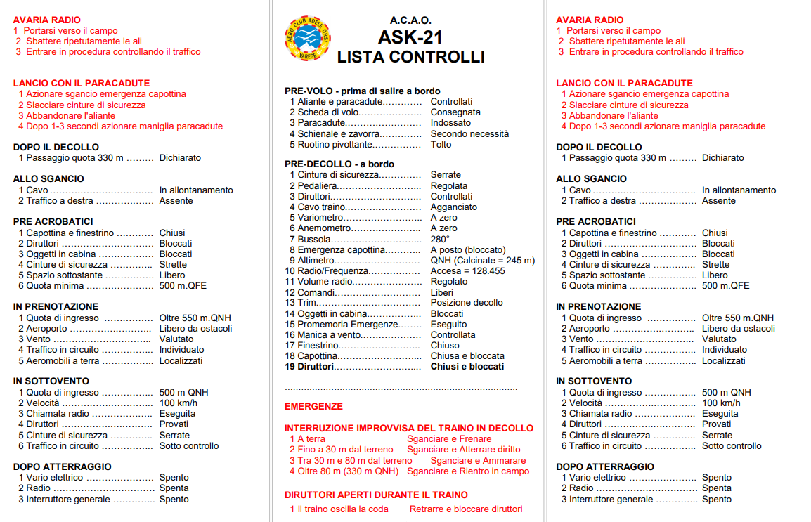 Checklist ASK21 retro