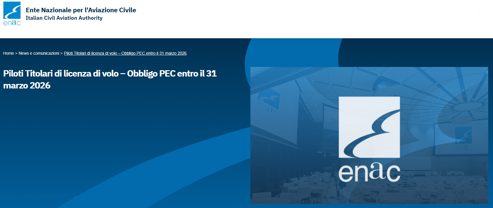 ENAC 2026 obbligo PEC