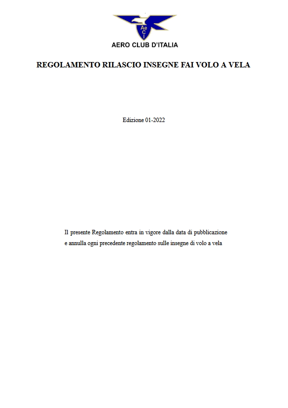 Regolamento AeCI per rilascio Insegne