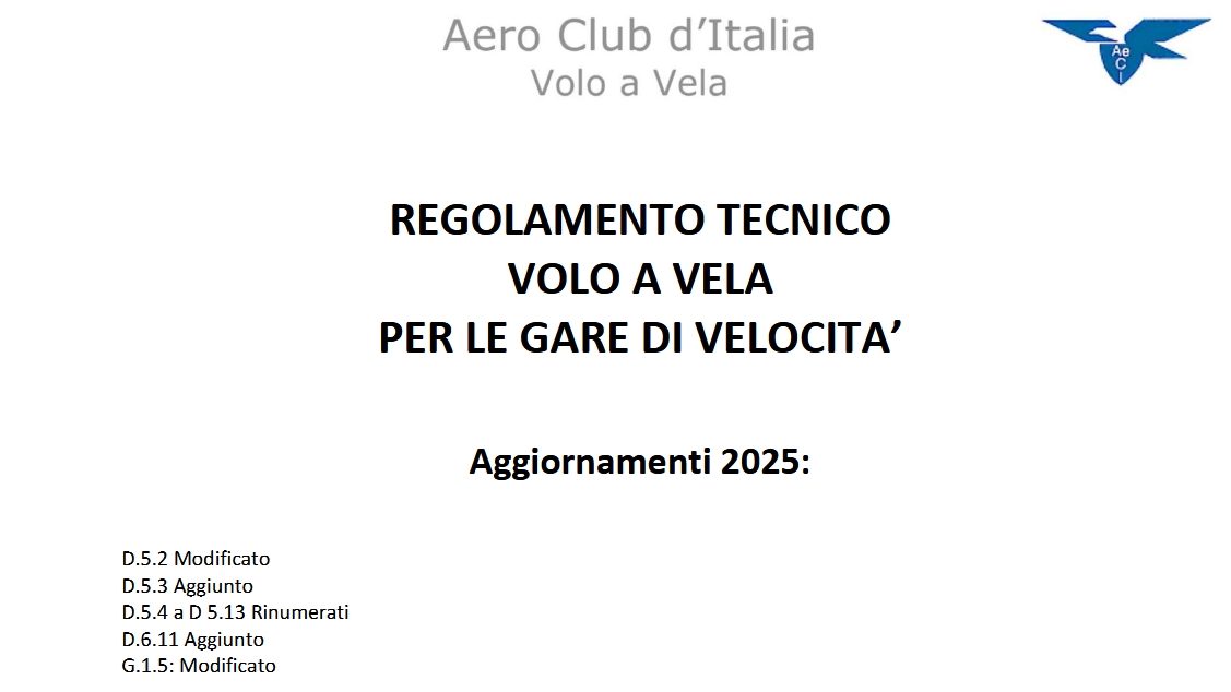 Regolamento Tecnico Gare di Velocita 2025