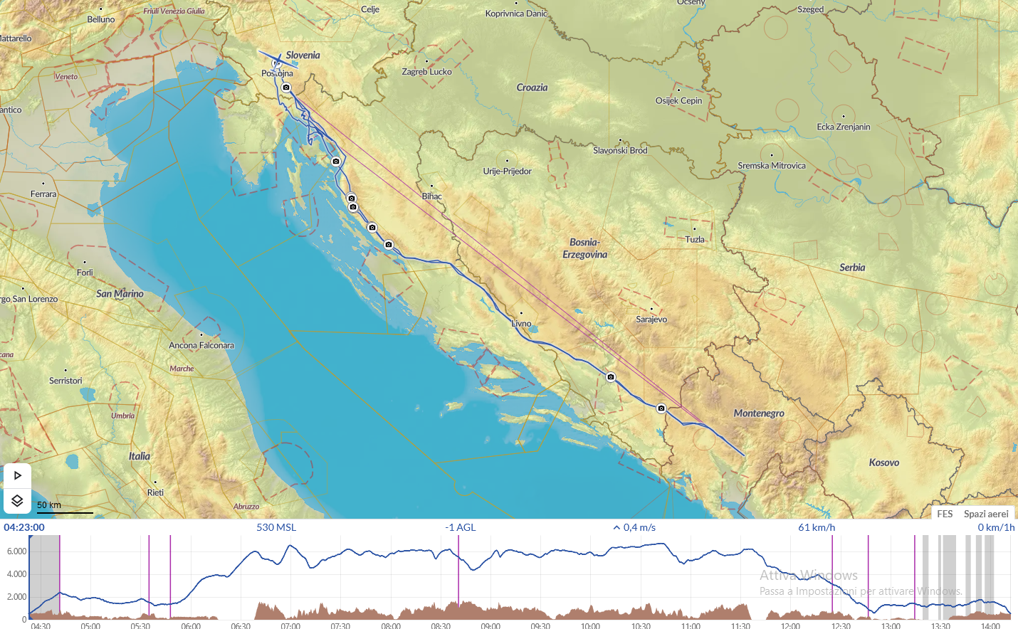 Volo onda Slovenia Montenegro 2023